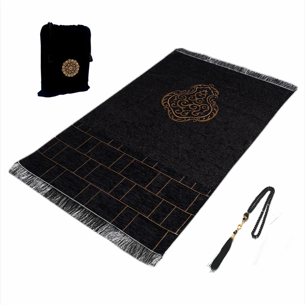 Travel Prayer Mat with Muslim Prayer Beads & Gift Bag