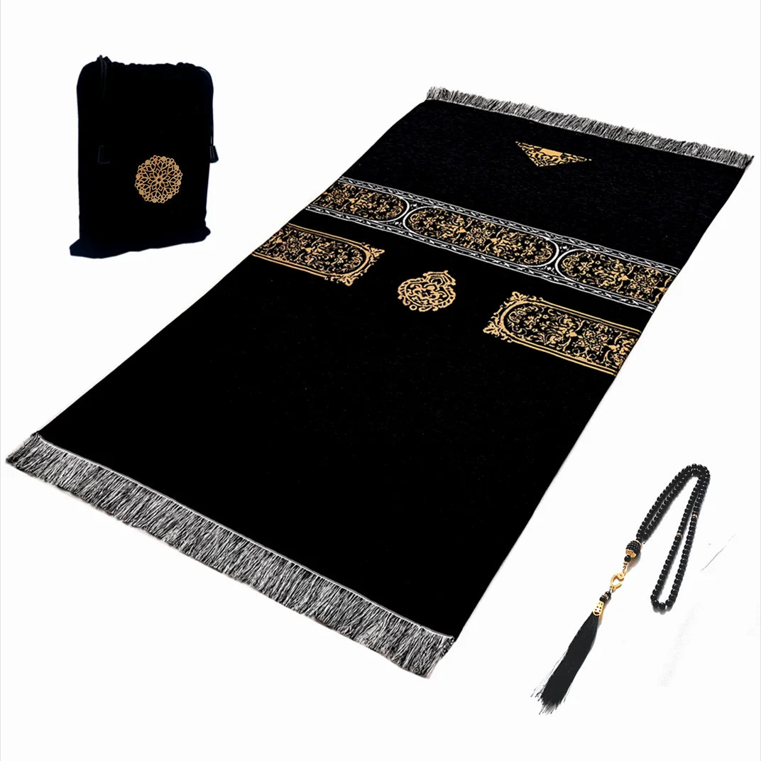 Travel Prayer Mat with Muslim Prayer Beads & Gift Bag